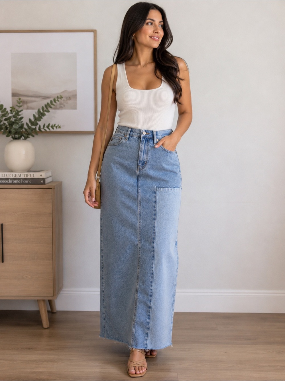Kancan Women’s Color Block Denim Pencil Skirt Size Small